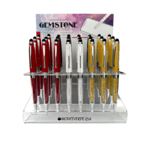 Espositore 24 penne a sfera Monteverde Gemstone Special Edition - fusto bordeaux, bianco e oro - J100132