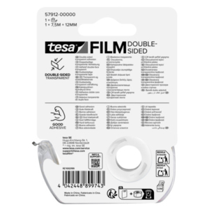Nastro biadesivo tesa tesafilm® 12 mm x 7,5 m in chiocciola con lama in metallo trasparente - 57912-00000-01