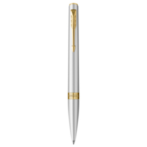 Penna a sfera Parker Meridian cromata - finiture dorate - punta M - inchiostro blu - confezione regalo Chrome GT
