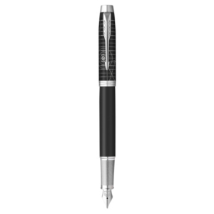 Penna stilografica Parker IM Legacy of Flight - nera e cromata - punta F - pennino in acciaio inox - inchiostro blu