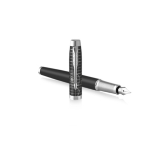 Penna stilografica Parker IM Legacy of Flight - nera e cromata - punta M - pennino in acciaio inox - inchiostro blu