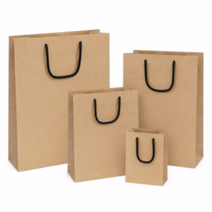 Shopper Kraft Avana Florio Carta con manico in corda nero - 25x11x35 cm - 56931