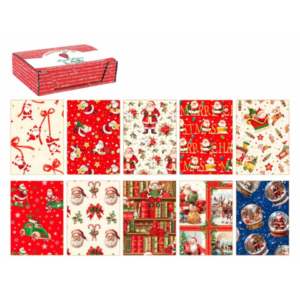 Carta regalo Kartos linea Natale Santa Claus - 70x100 cm - conf. da 100 fogli in soggetti assortiti - 18054