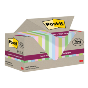 Foglietti riposizionabili Post-it®Super Sticky carta riciclata al 100% assortiti 76x76 mm - 18 blocchetti da 70 ff
